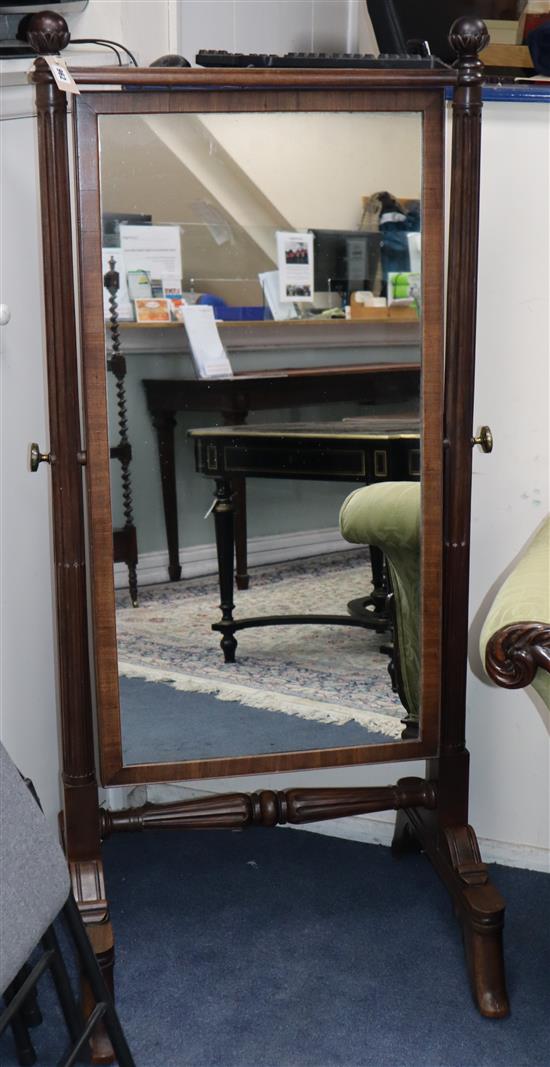 A Regency mahogany cheval mirror H.153cm
